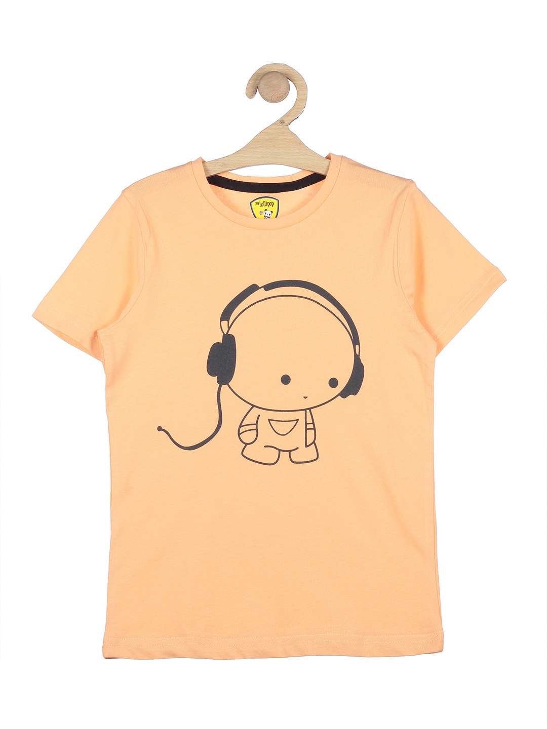 

Lil Lollipop Kids Orange Printed Cotton T-shirt