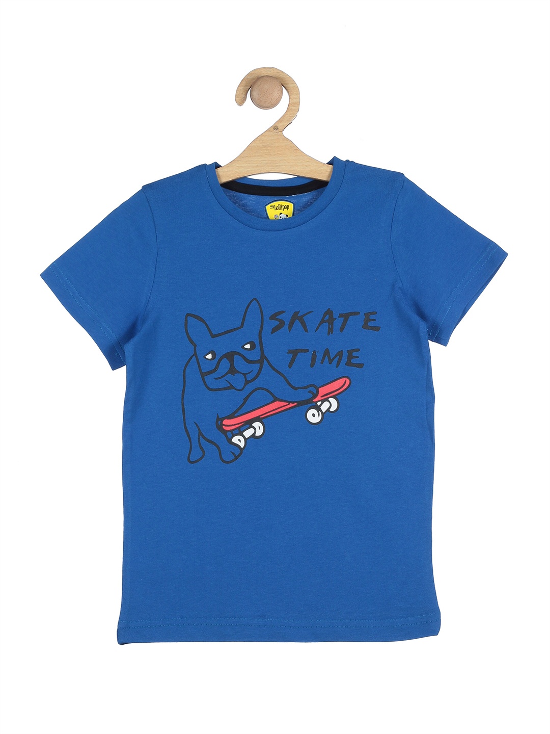 

Lil Lollipop Kids Blue & Black Printed Pure Cotton T-shirt