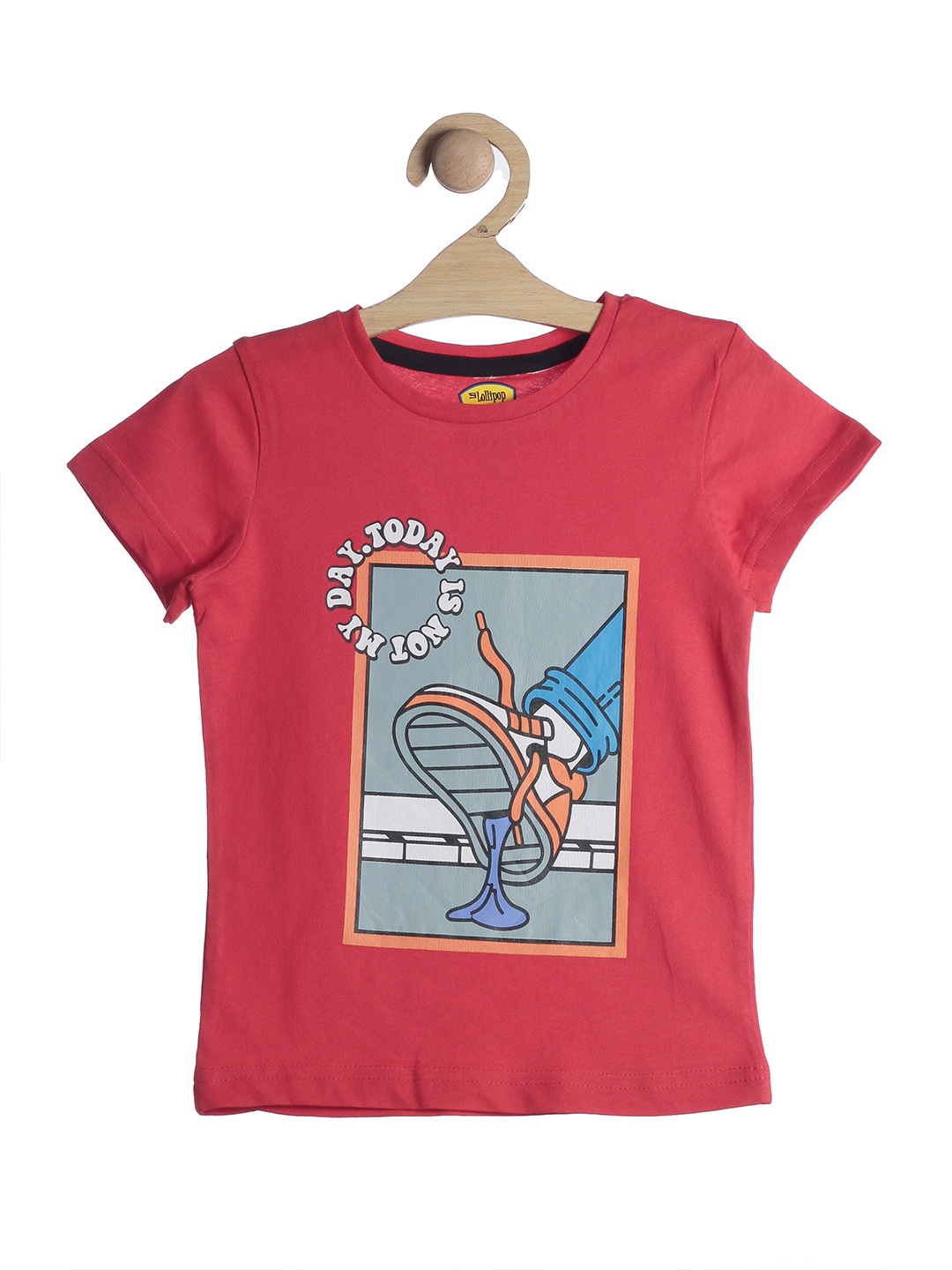 

Lil Lollipop Kids Red & Blue Printed Pure Cotton T-shirt