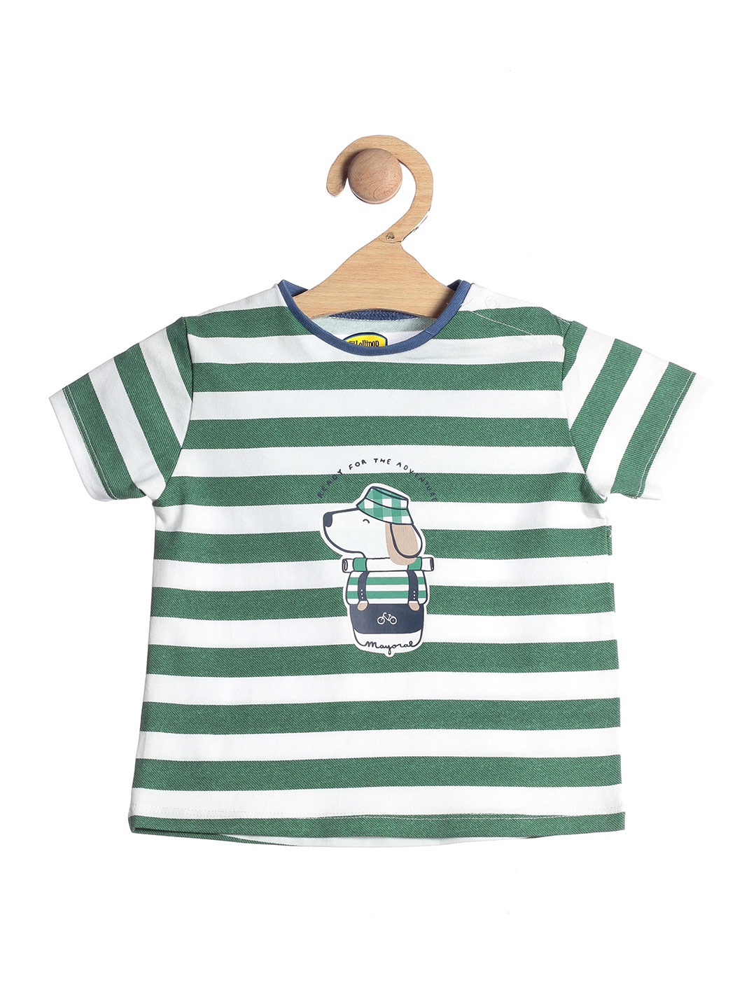 

Lil Lollipop Kids Green & White Striped Cotton T-shirt