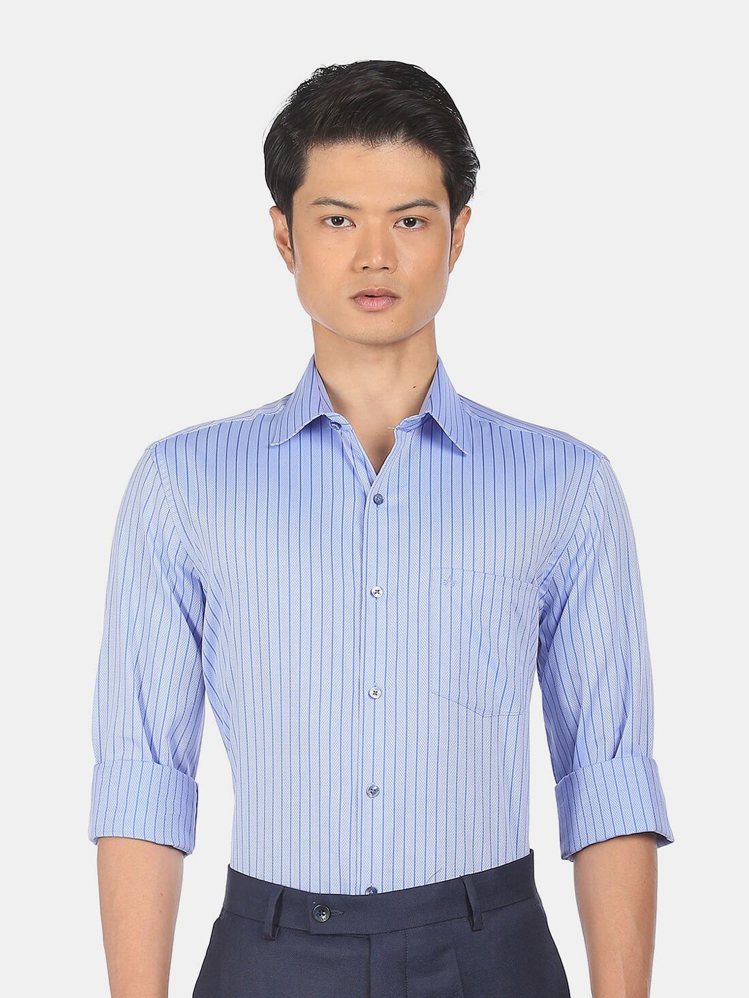 

Arrow Men Blue Striped Casual Shirt