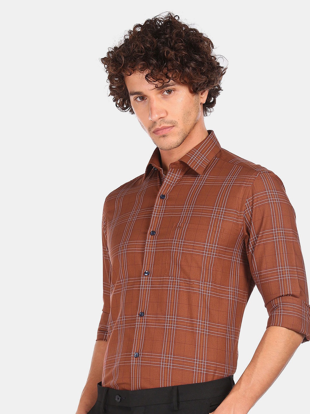 

Arrow Men Brown Slim Fit Checked Cotton Casual Shirt