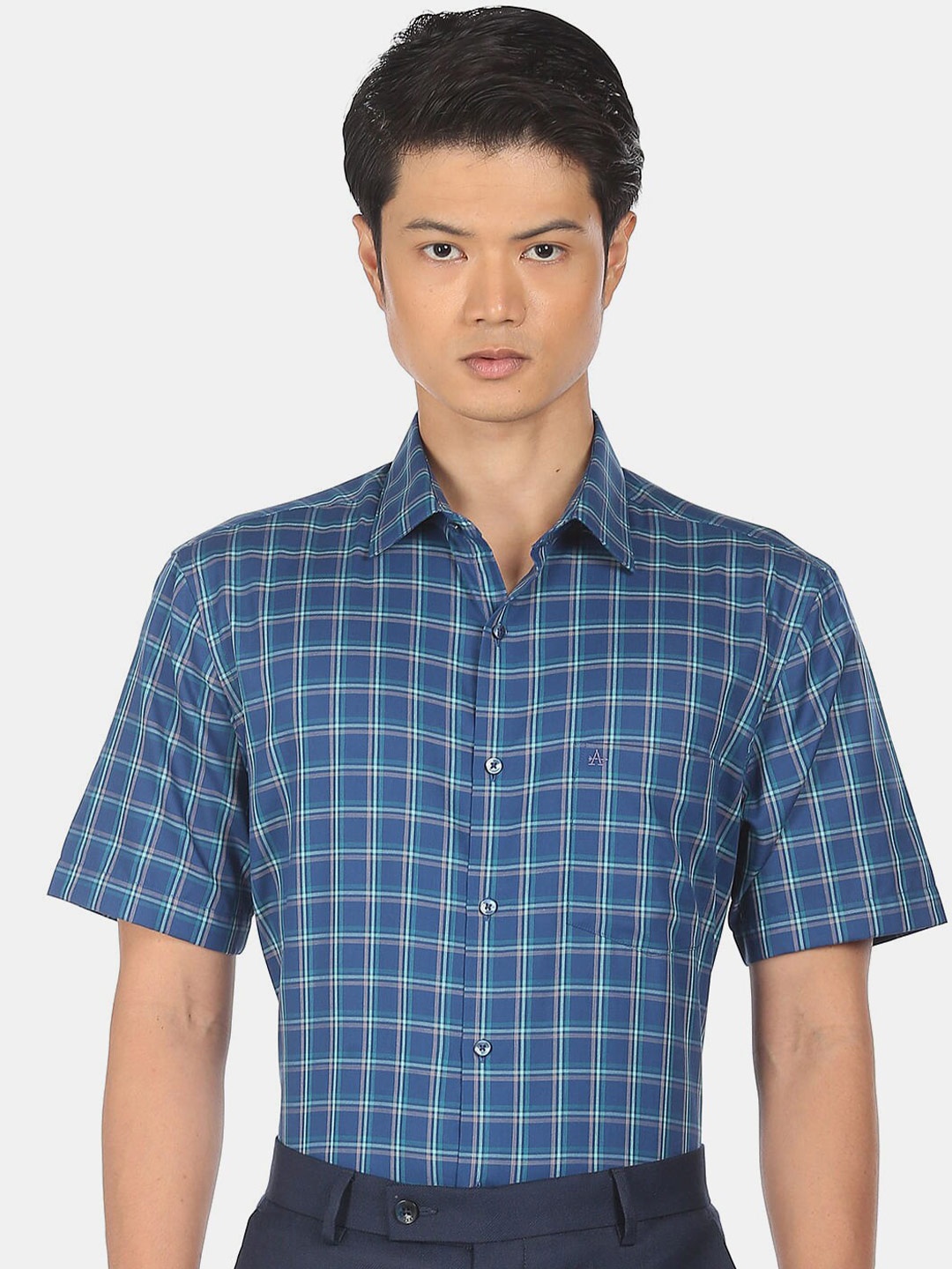 

Arrow Men Blue Checked Formal Shirt