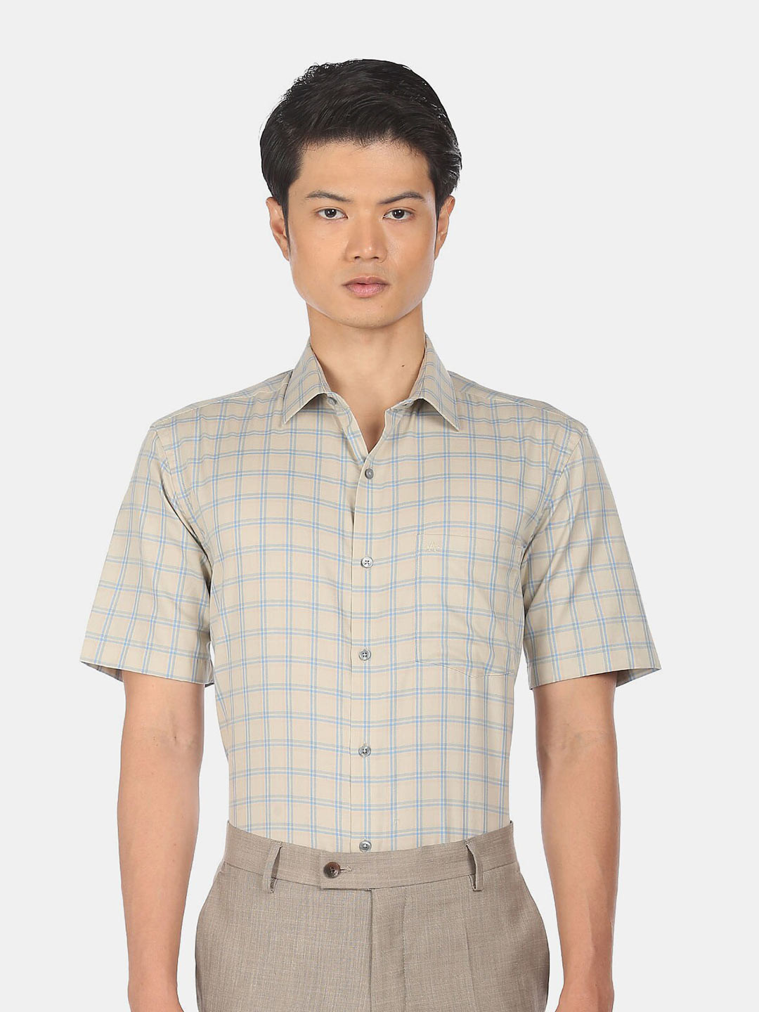 

Arrow Men Beige Checked Cotton Casual Shirt