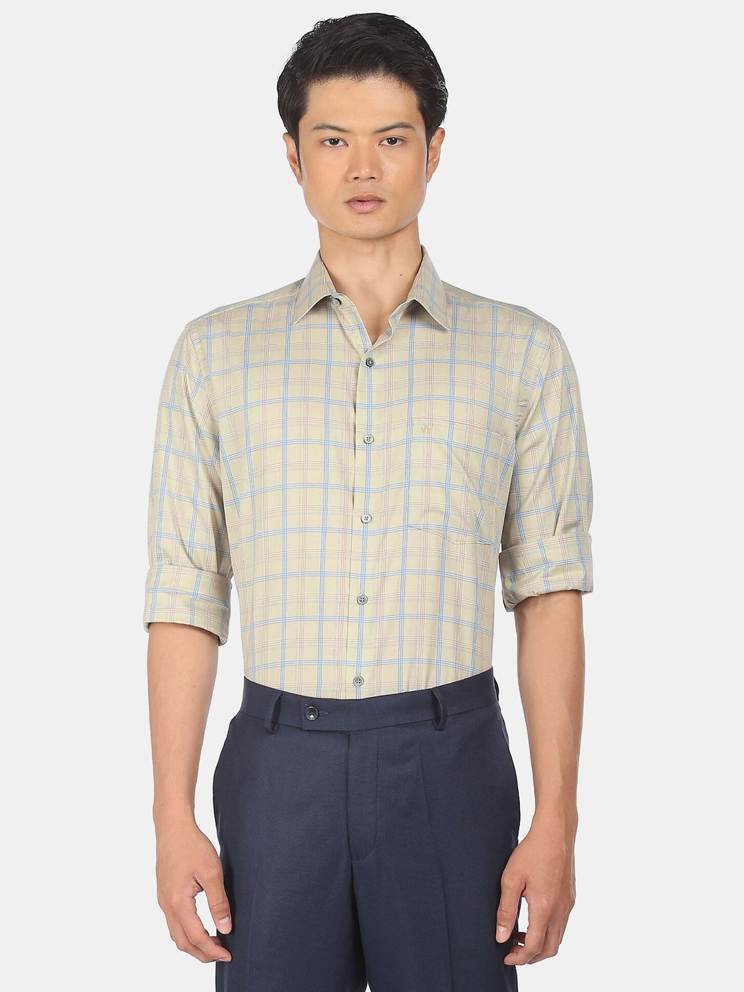 

Arrow Men Brown Checked Cotton Casual Shirt