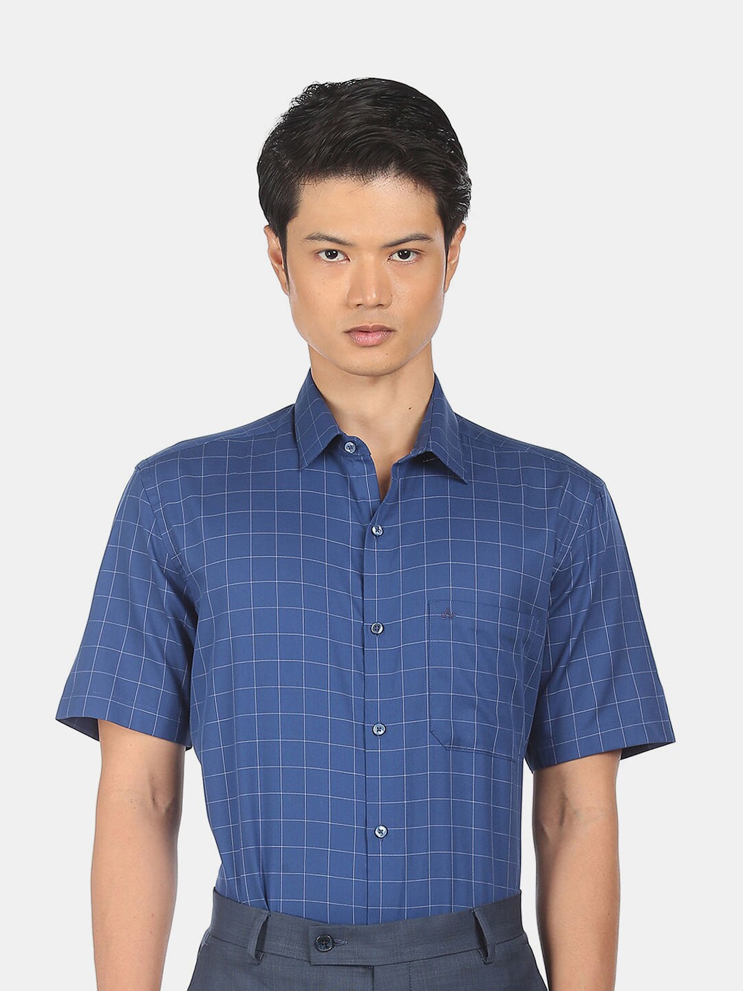 

Arrow Men Blue Grid Checked Cotton Casual Shirt