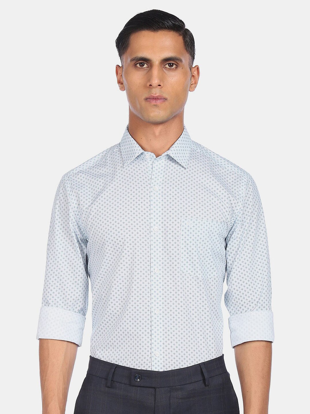 

Arrow Men White Slim Fit Printed Cotton Formal Shirt