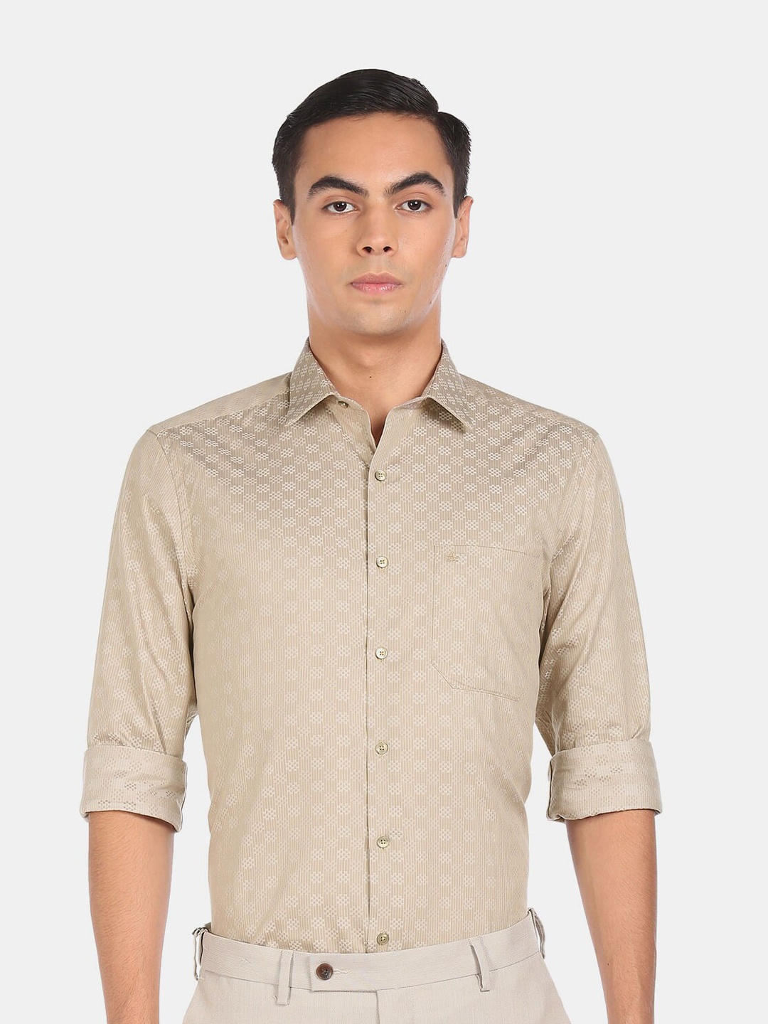 

Arrow Men Beige Cotton Casual Shirt