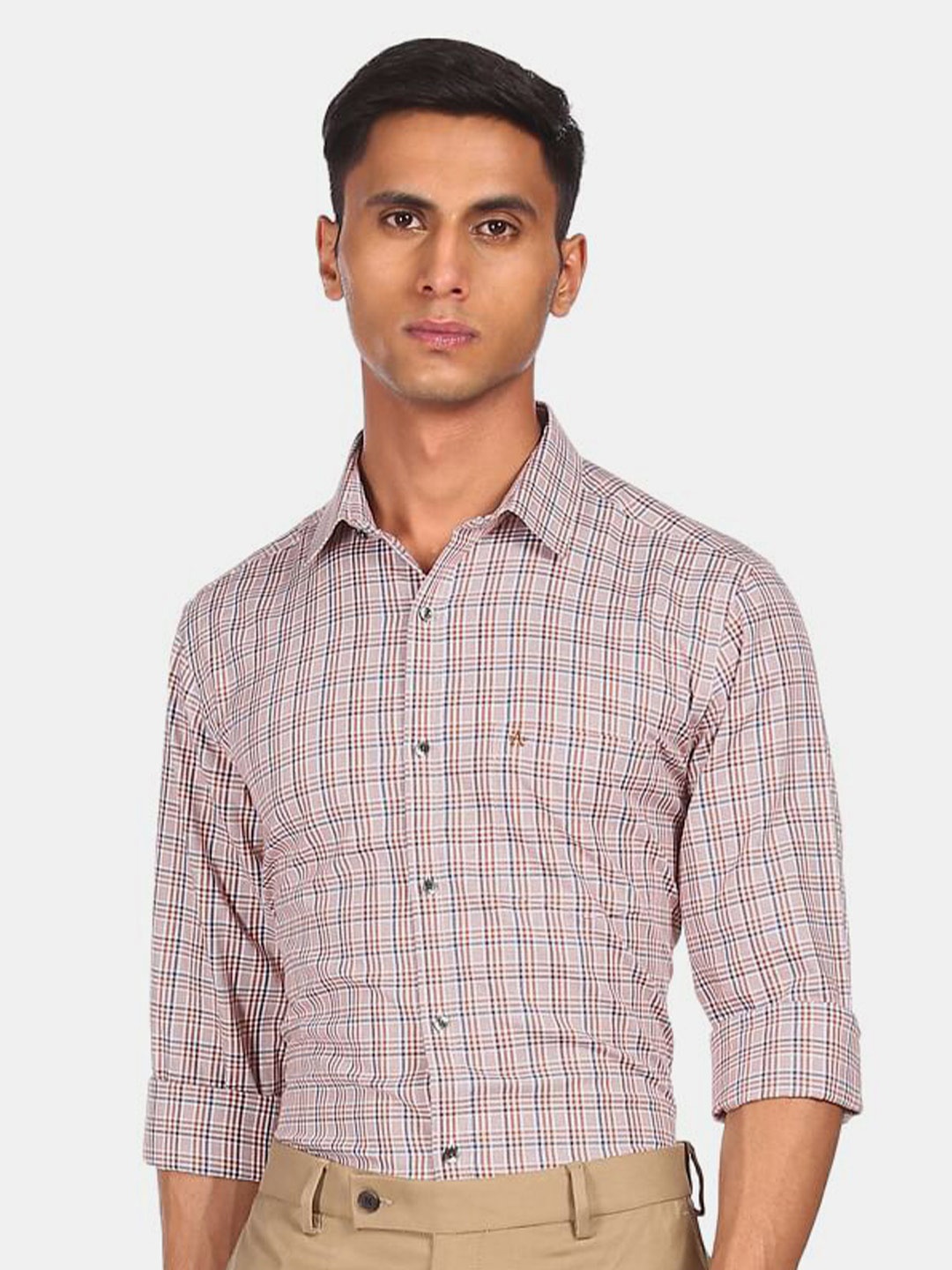 

Arrow Men Brown Checked Cotton Casual Shirt