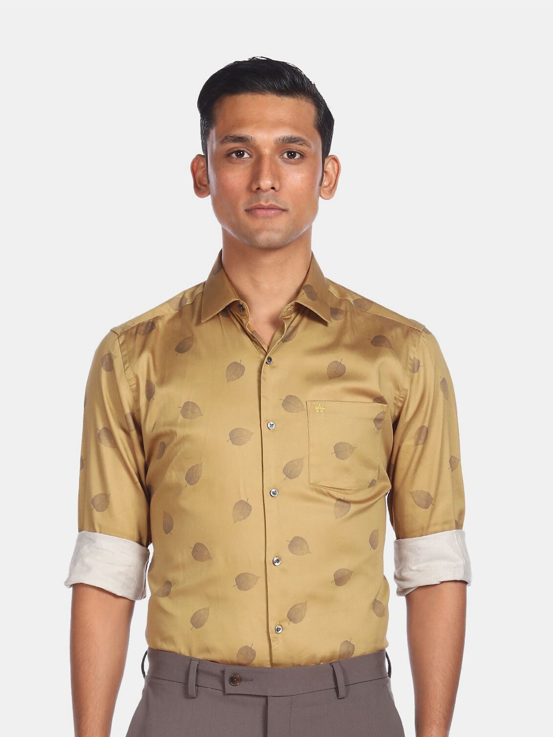 

Arrow Men Yellow Slim Fit Printed Cotton Casual Shirt