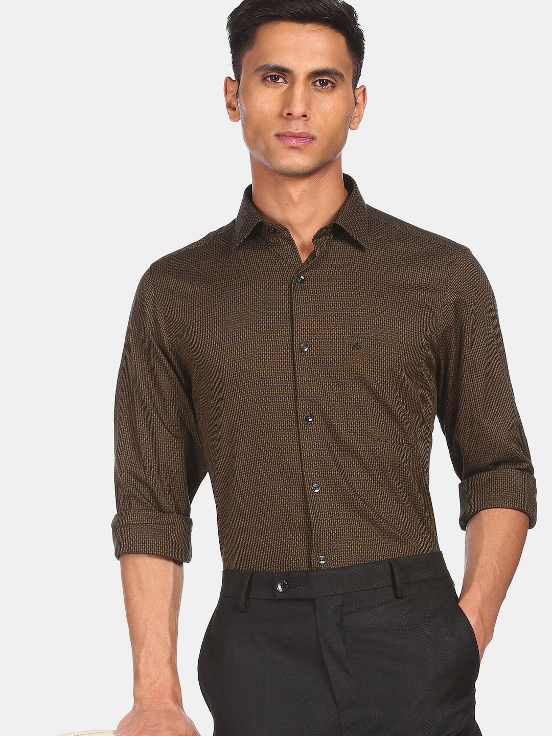 

Arrow Men Black Printed Cotton Formal Shirt