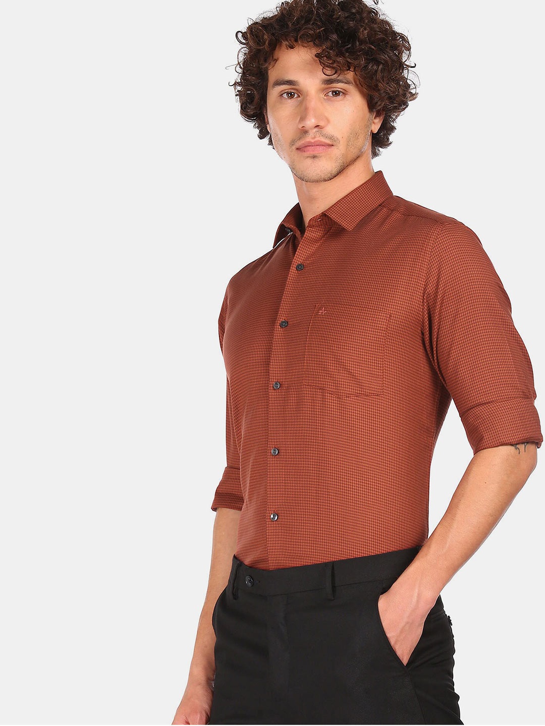 

Arrow Men Rust Cotton Formal Shirt