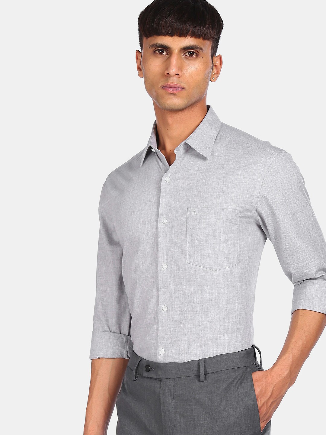 

Arrow New York Men Grey Slim Fit Pure Cotton Formal Shirt