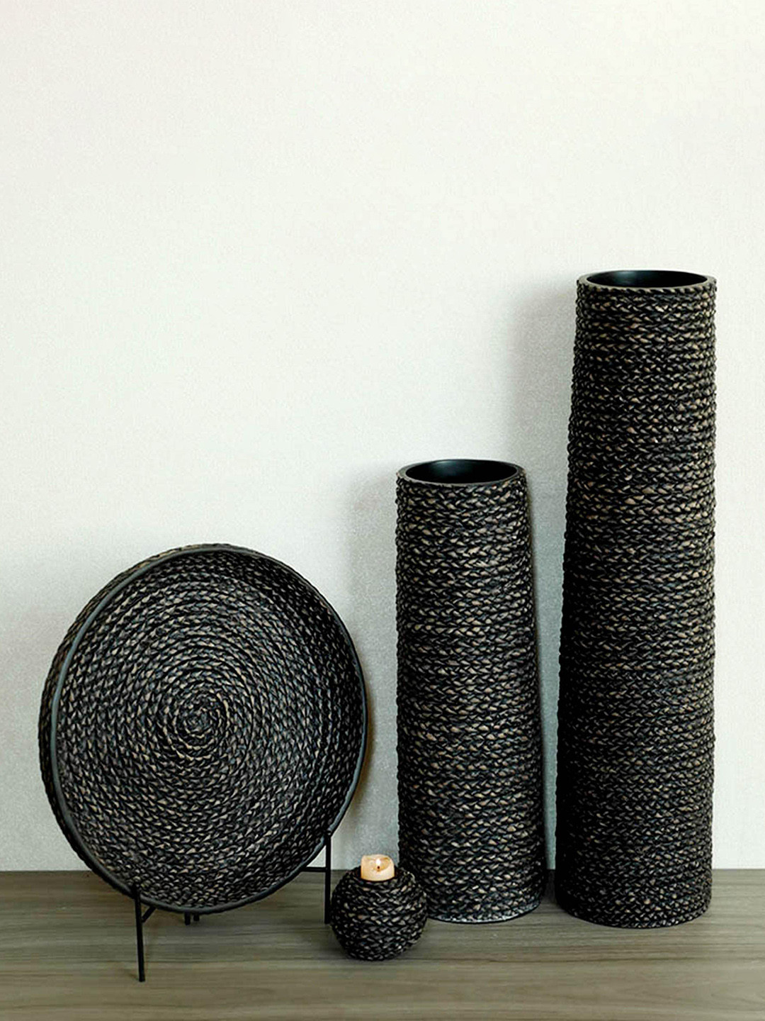 

HomeTown Black Textured Polyresin Platter