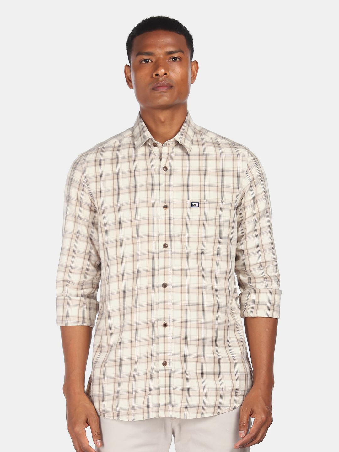 

Arrow Sport Men Beige Tartan Checked Casual Shirt