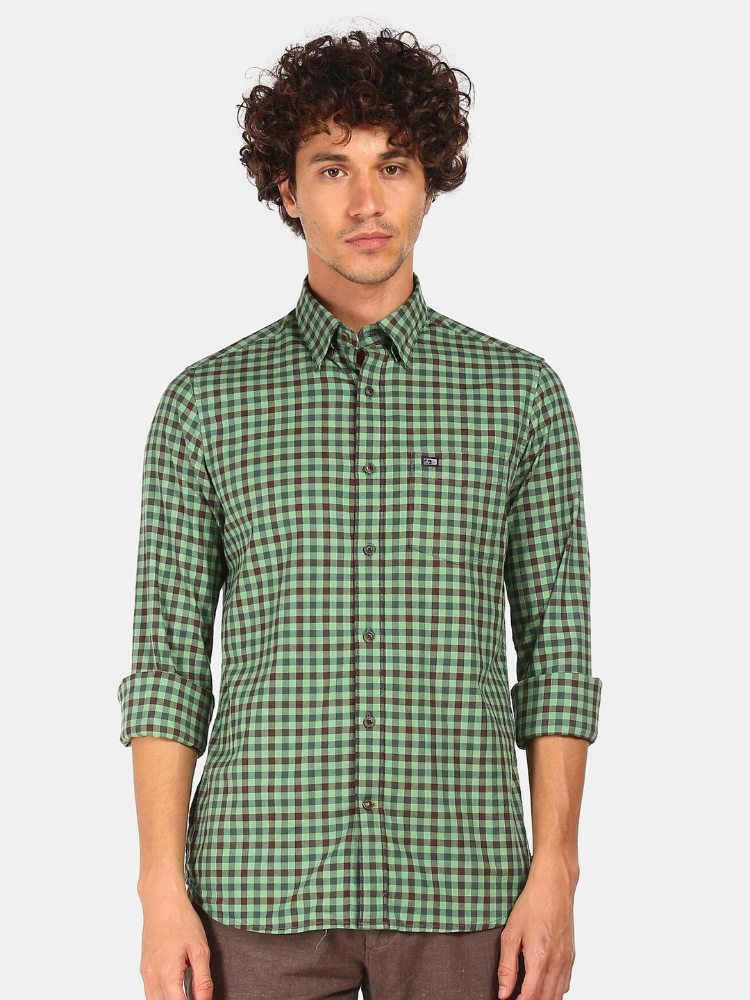 

Arrow Sport Men Green Cotton Checked Casual Shirt