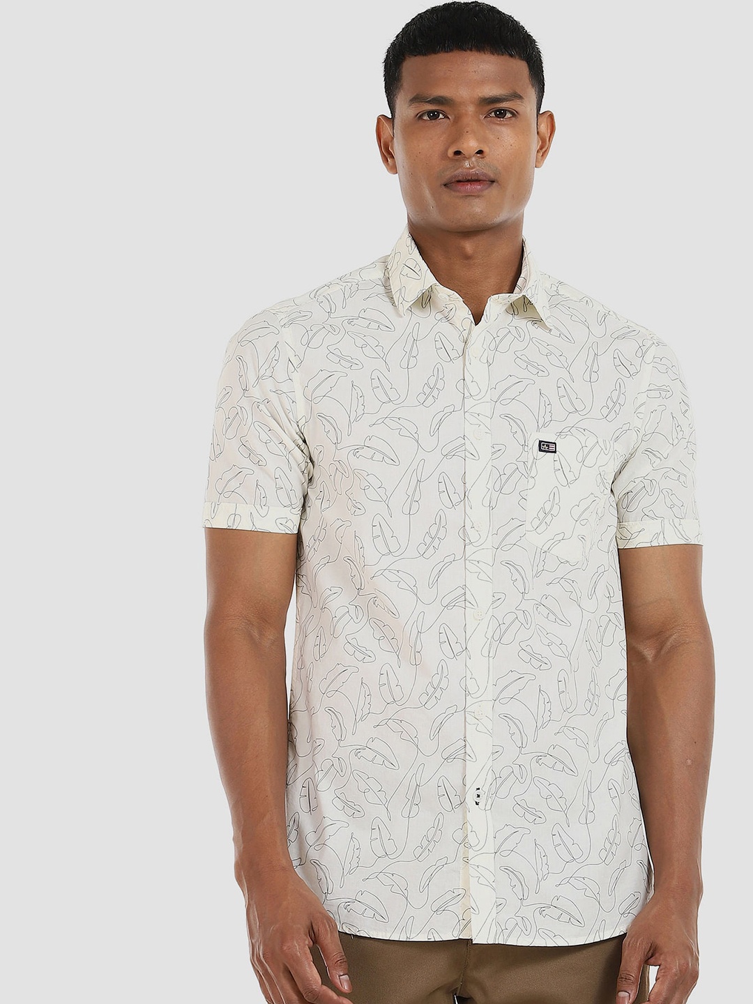 Arrow Sport Men White Floral Printed Cotton Casual Shirt