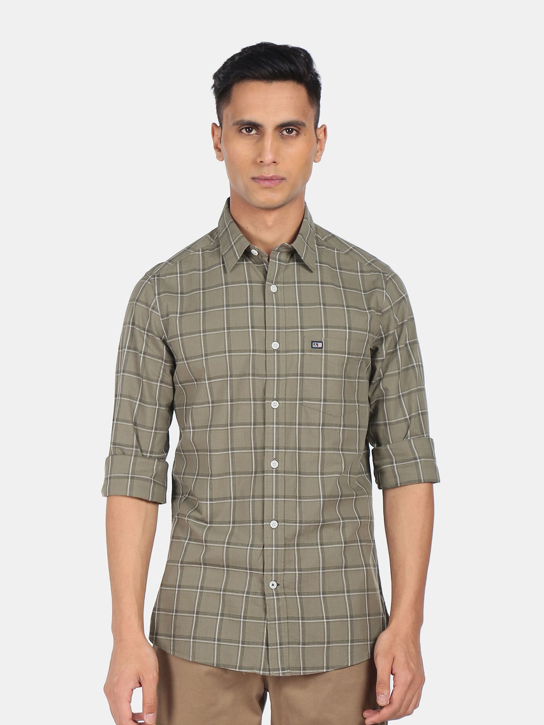 

Arrow Sport Men Green Checked Casual Shirt