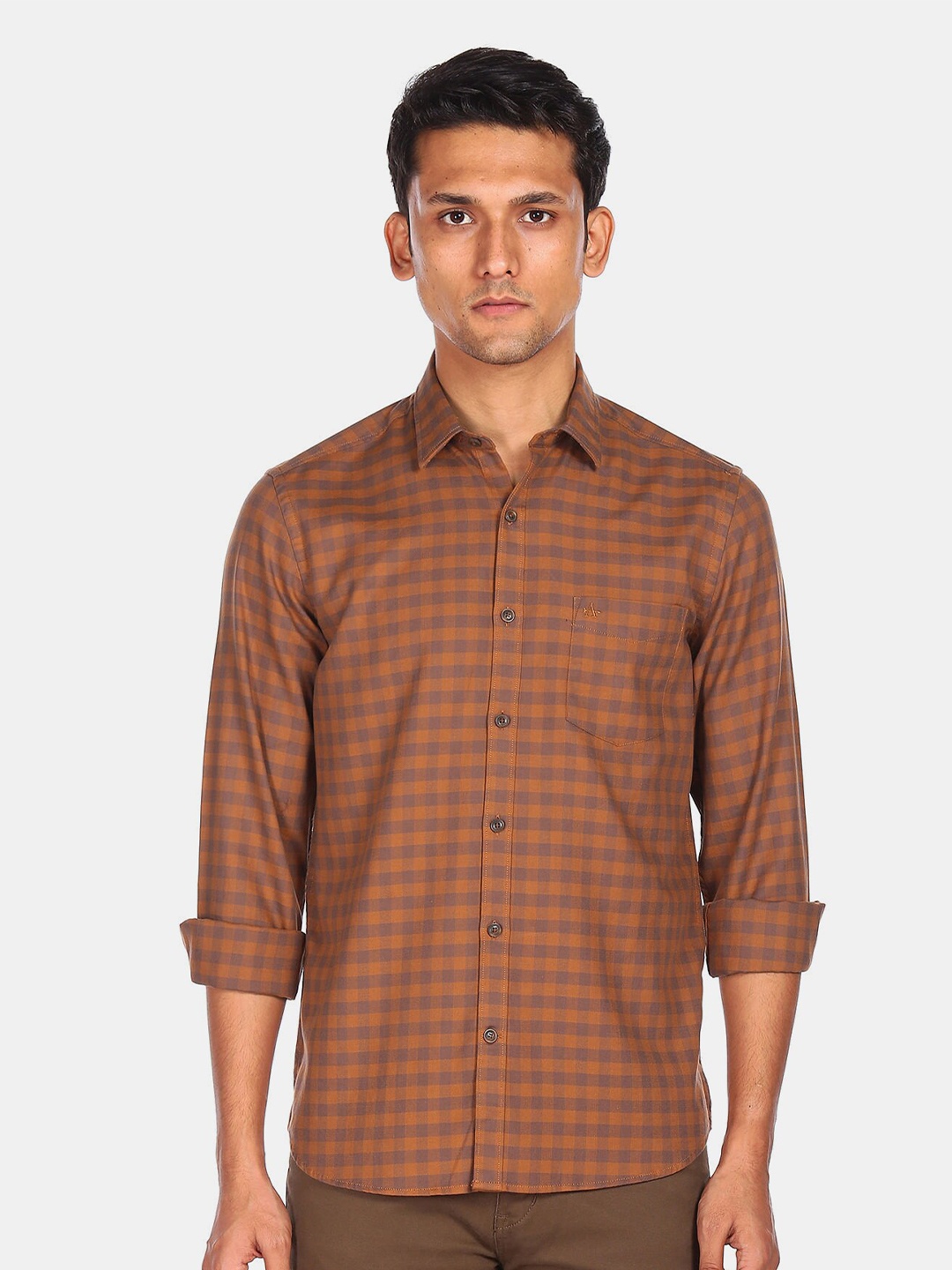 

Arrow Sport Men Brown Checked Casual Shirt