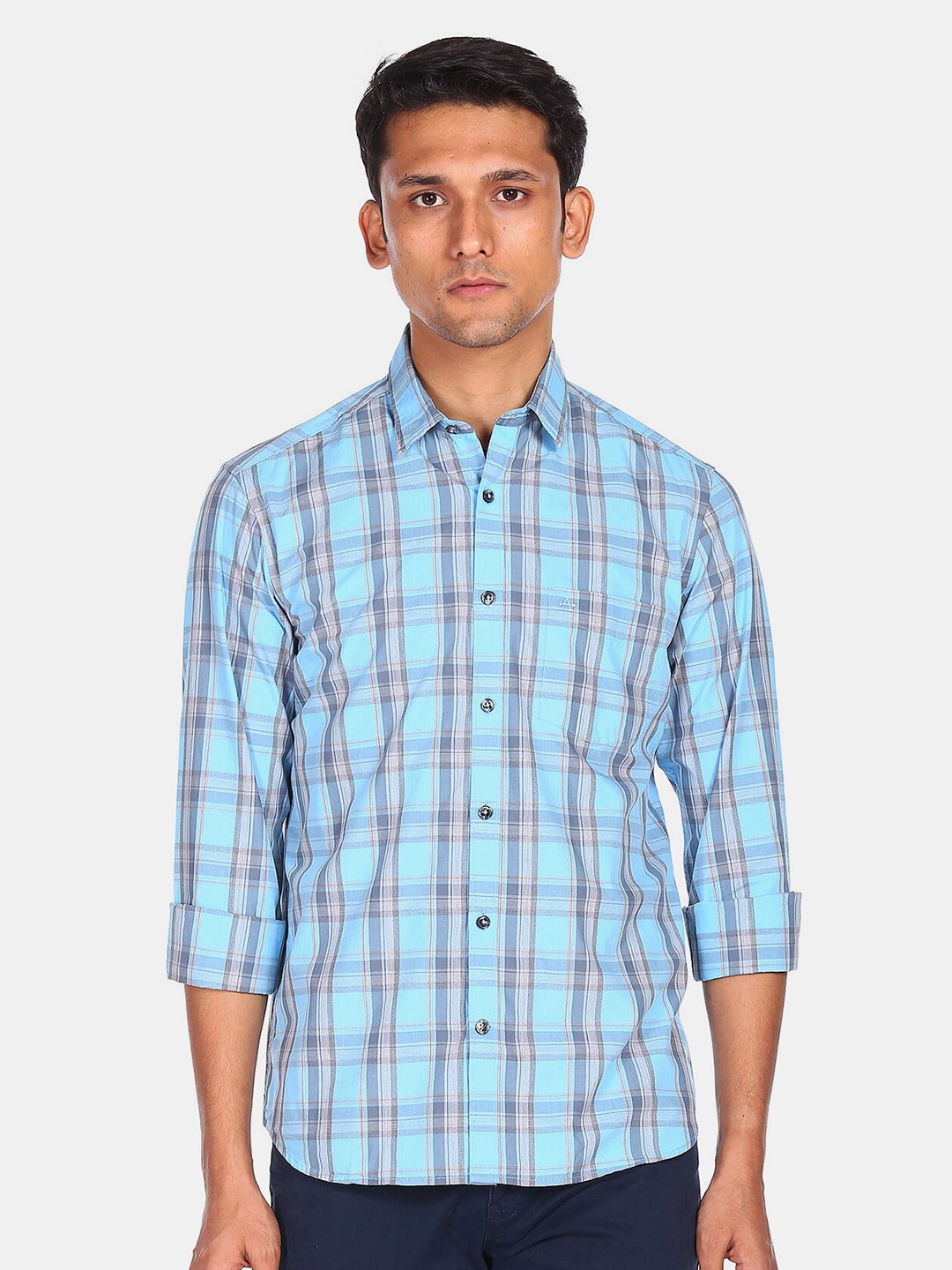 

Arrow Sport Men Blue Tartan Checked Cotton Casual Shirt
