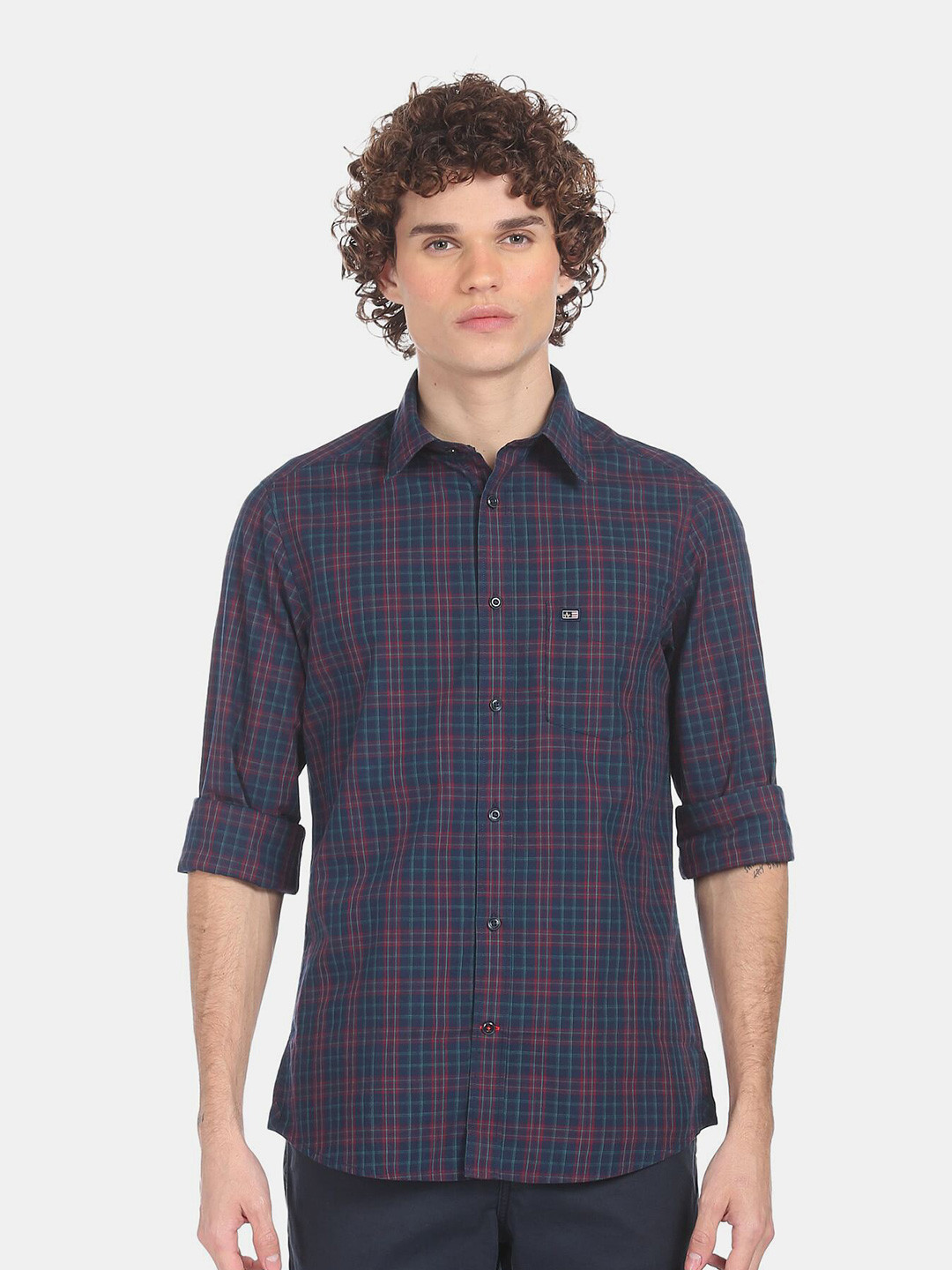 

Arrow Sport Men Blue Checked Cotton Casual Shirt