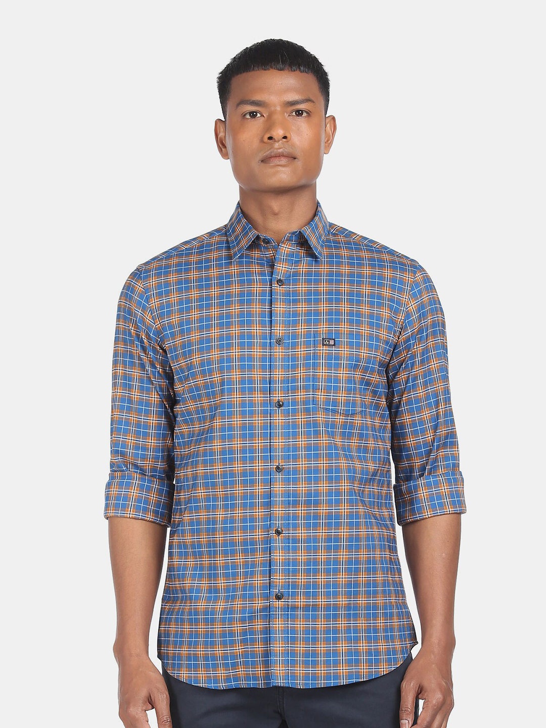 

Arrow Sport Men Blue Tartan Checks Checked Cotton Casual Shirt