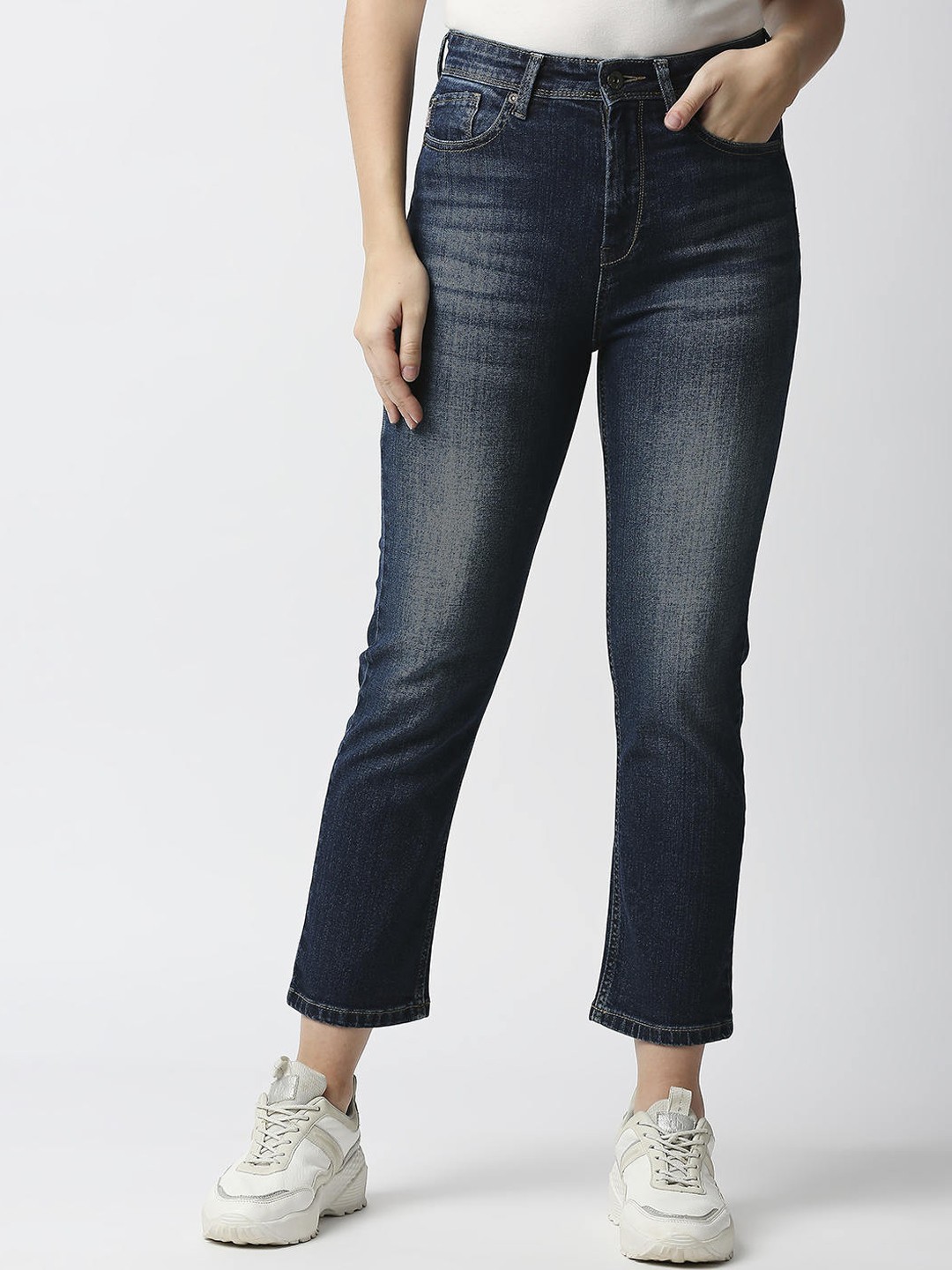 

Pepe Jeans Women Blue Straight Fit High-Rise Jeans