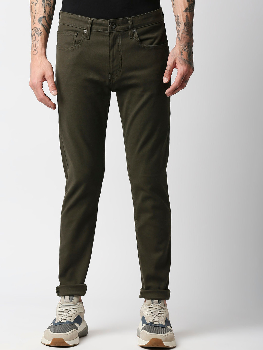 

Pepe Jeans Men Skinny Fit Cotton Jeans, Olive