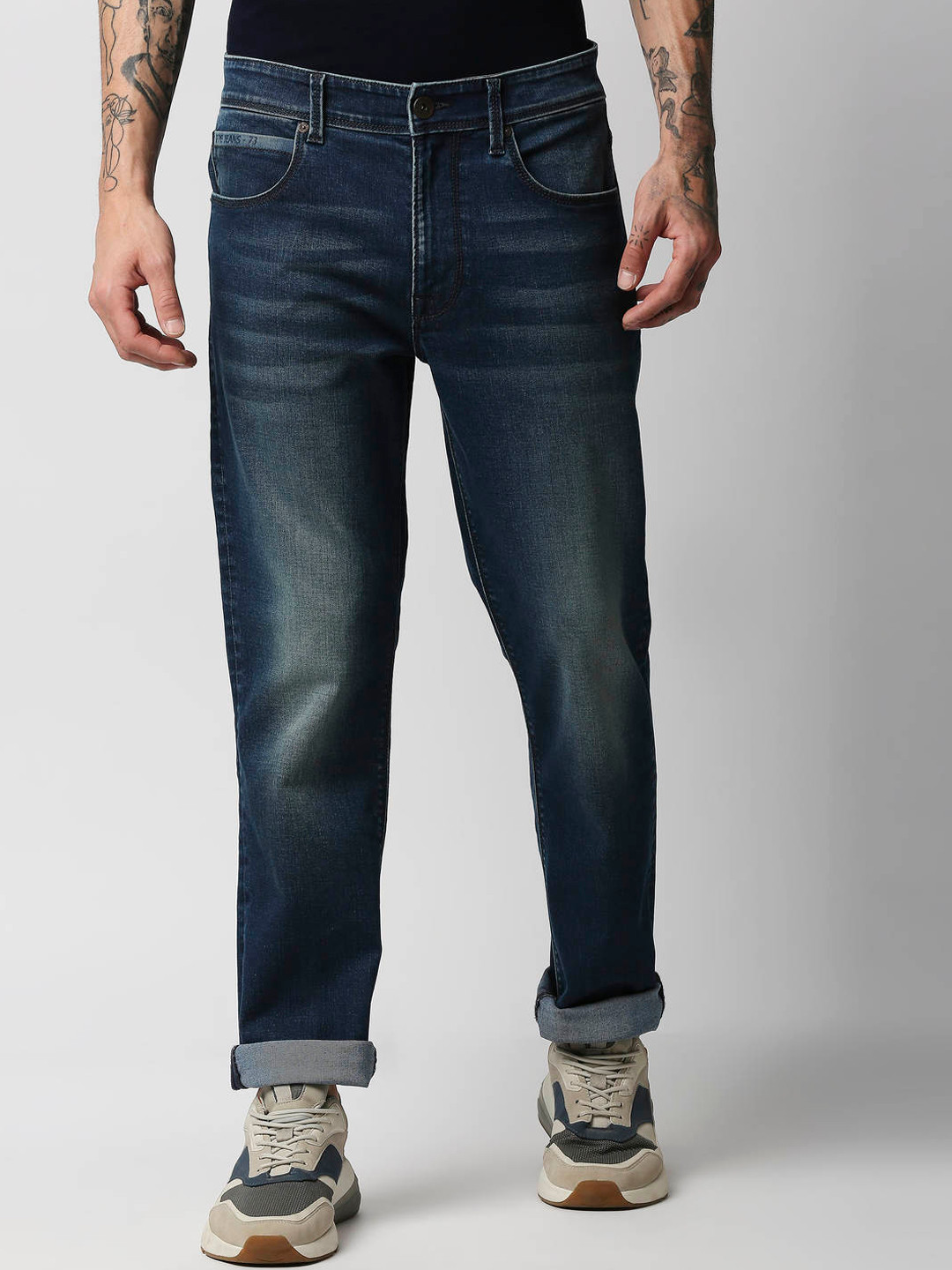 

Pepe Jeans Men Light Fade Regular Fit Cotton Jeans, Blue