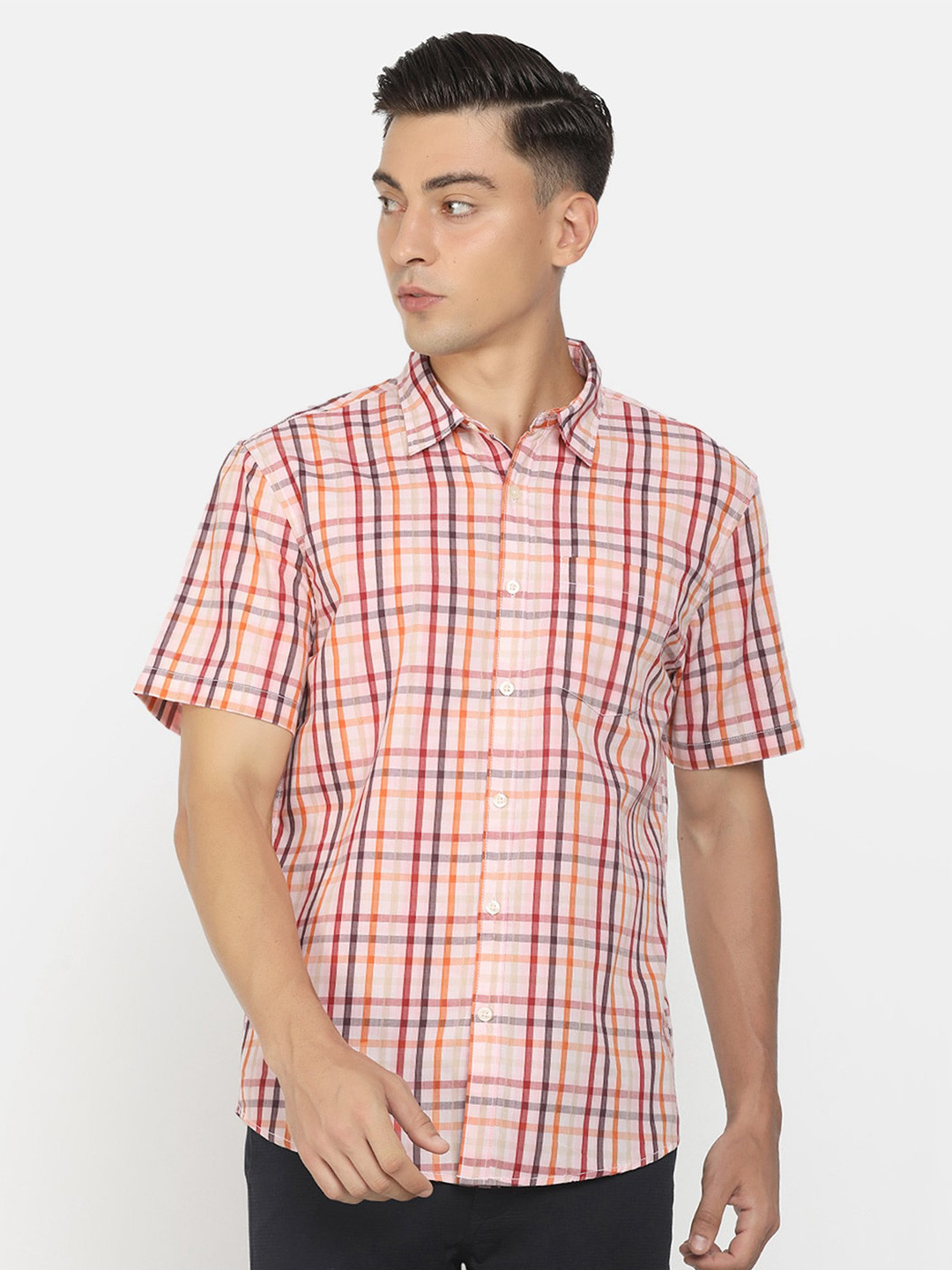 

Cherokee Men Pink & Blue Standard Tartan Checked Casual Shirt