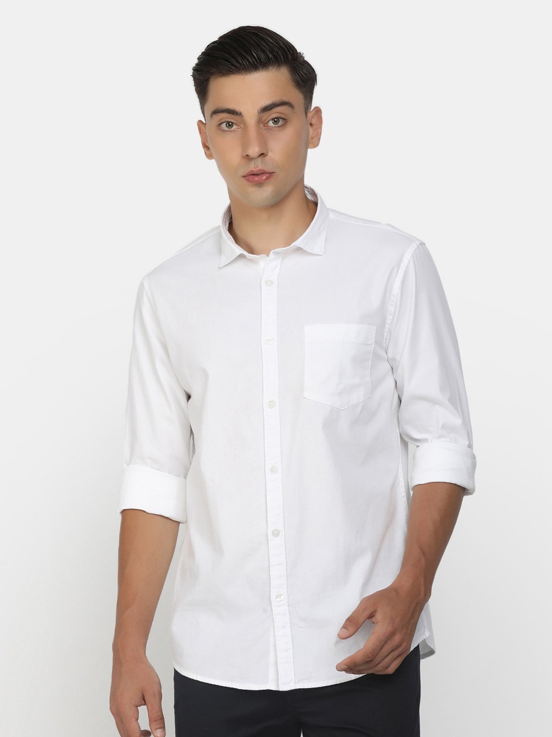

Cherokee Men White Solid Standard Cotton Casual Shirt
