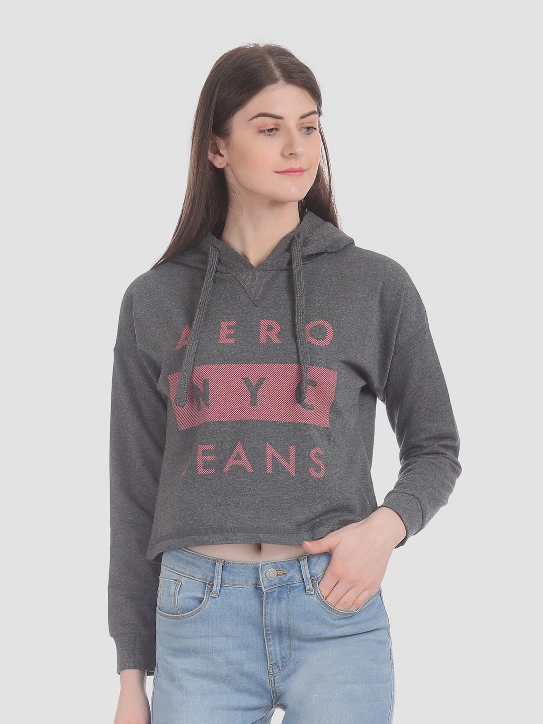 

Aeropostale Women Grey Printed Sweatshirt