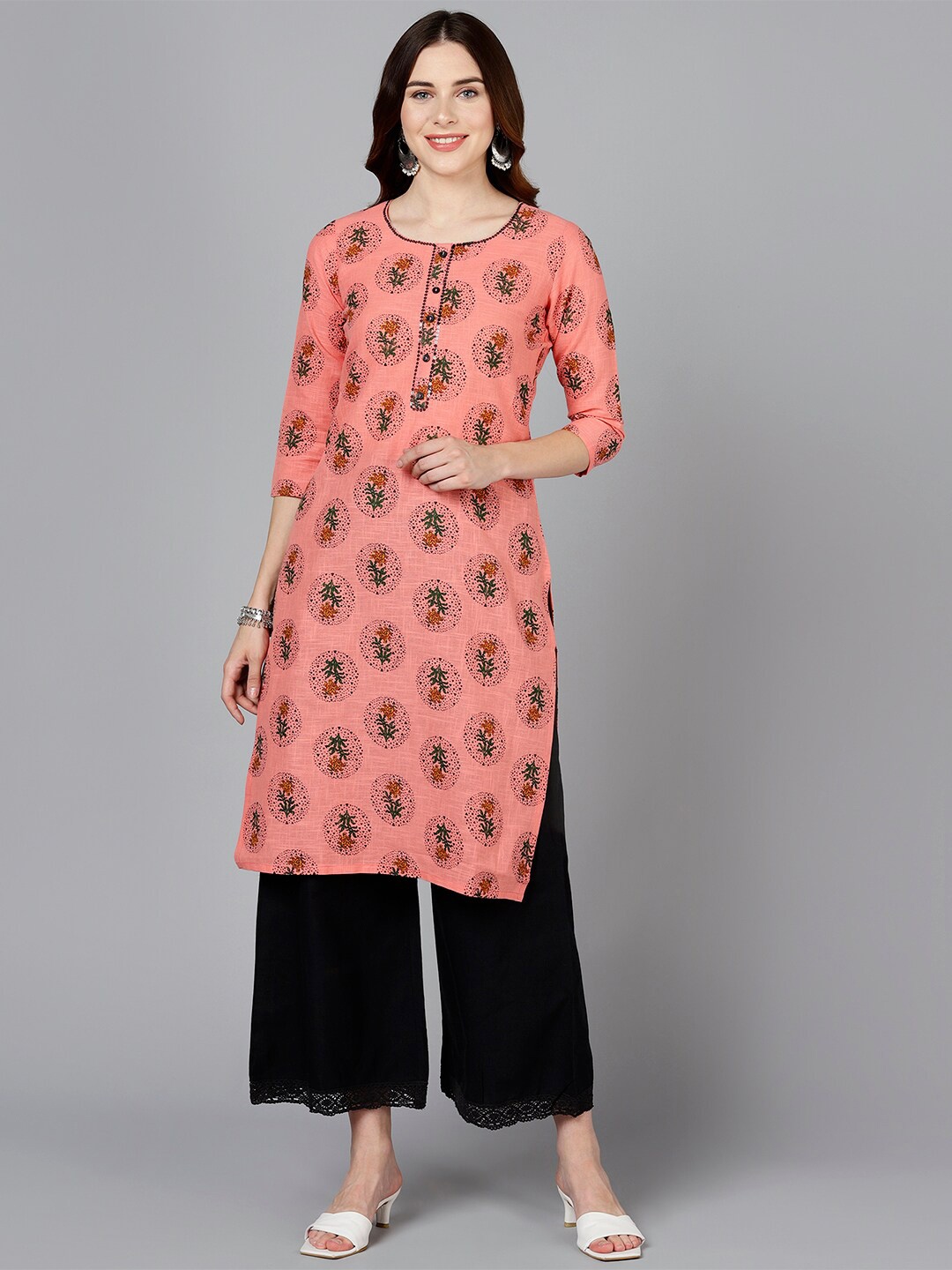 

Bani Women Pink Floral Printed Floral Liva Kurta