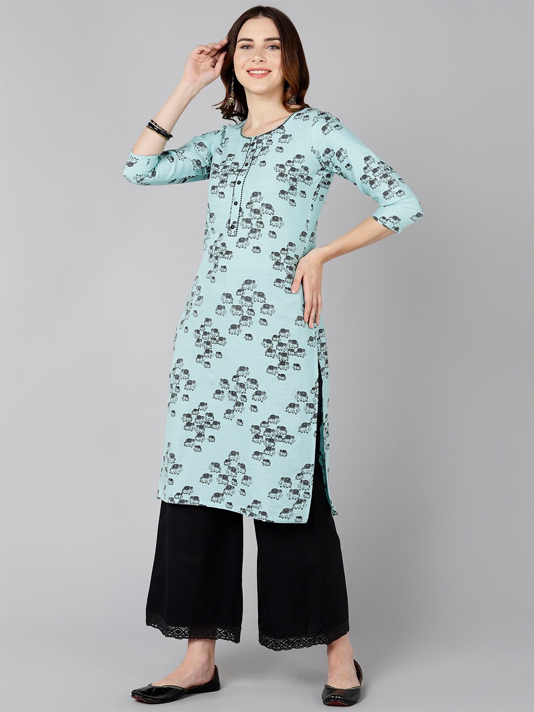 

Bani Women Blue & Black Ethnic Motifs Printed Kurta