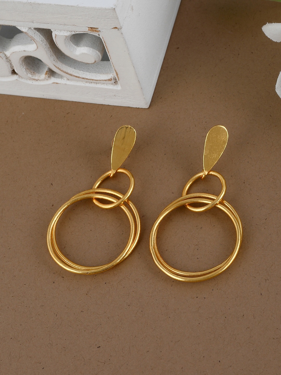 

Silvermerc Designs Gold-Toned Contemporary Drop Earrings