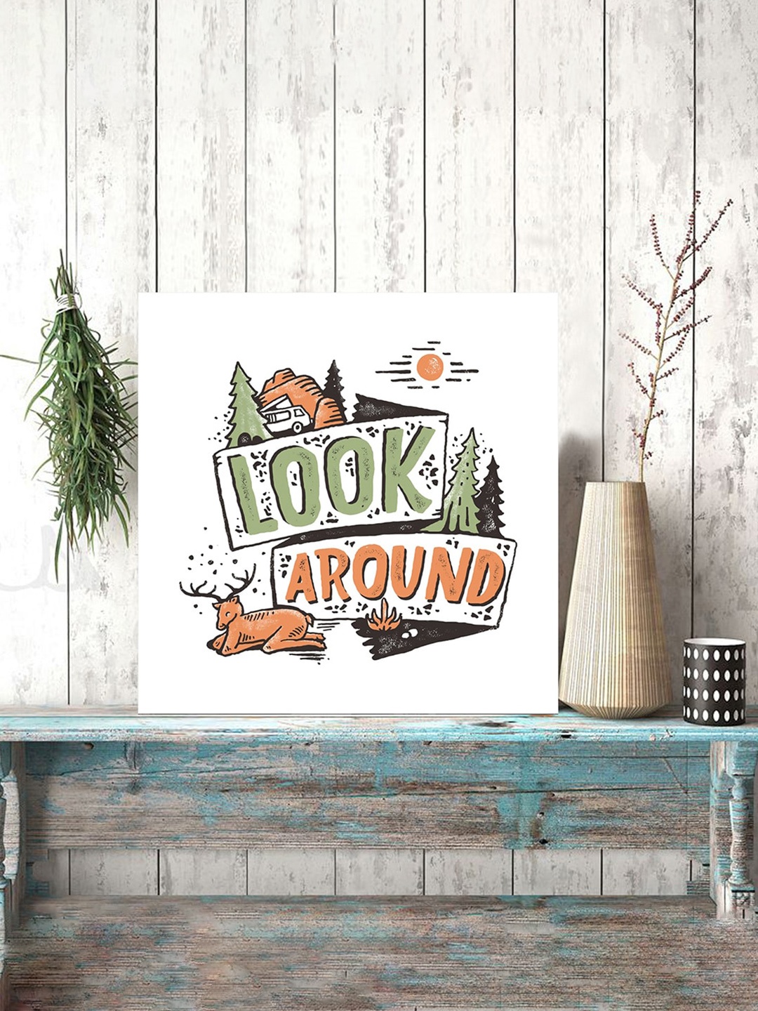 

Gallery99 White & Green Typography Printed Pinewood Wall Art