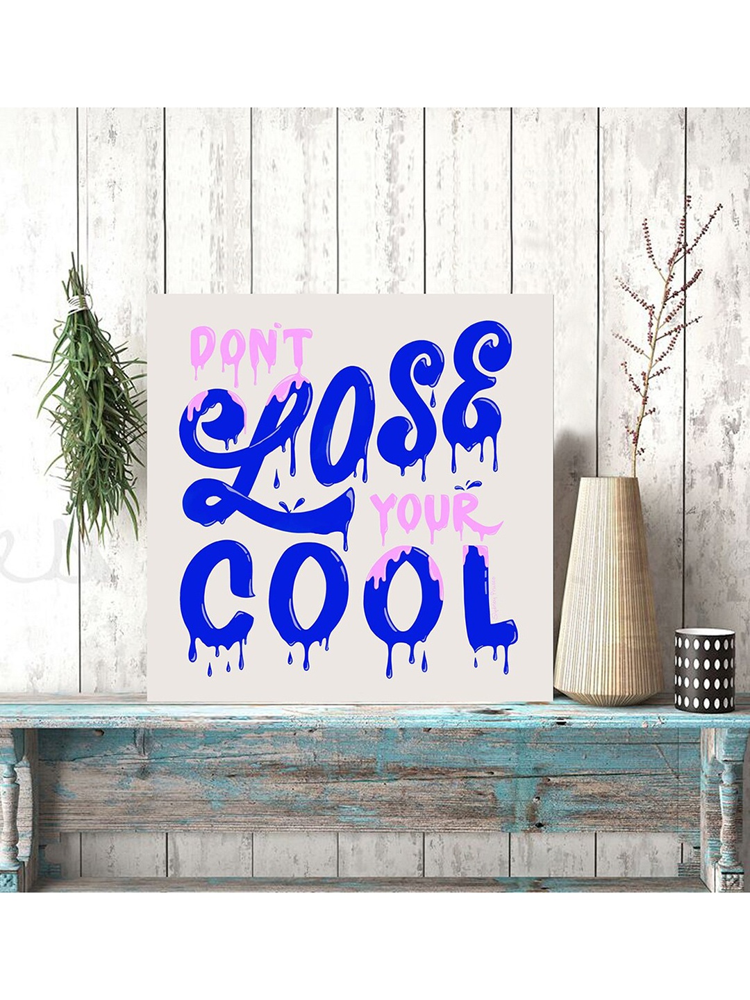 

Gallery99 Blue & White Typography Printed Pinewood Wall Art