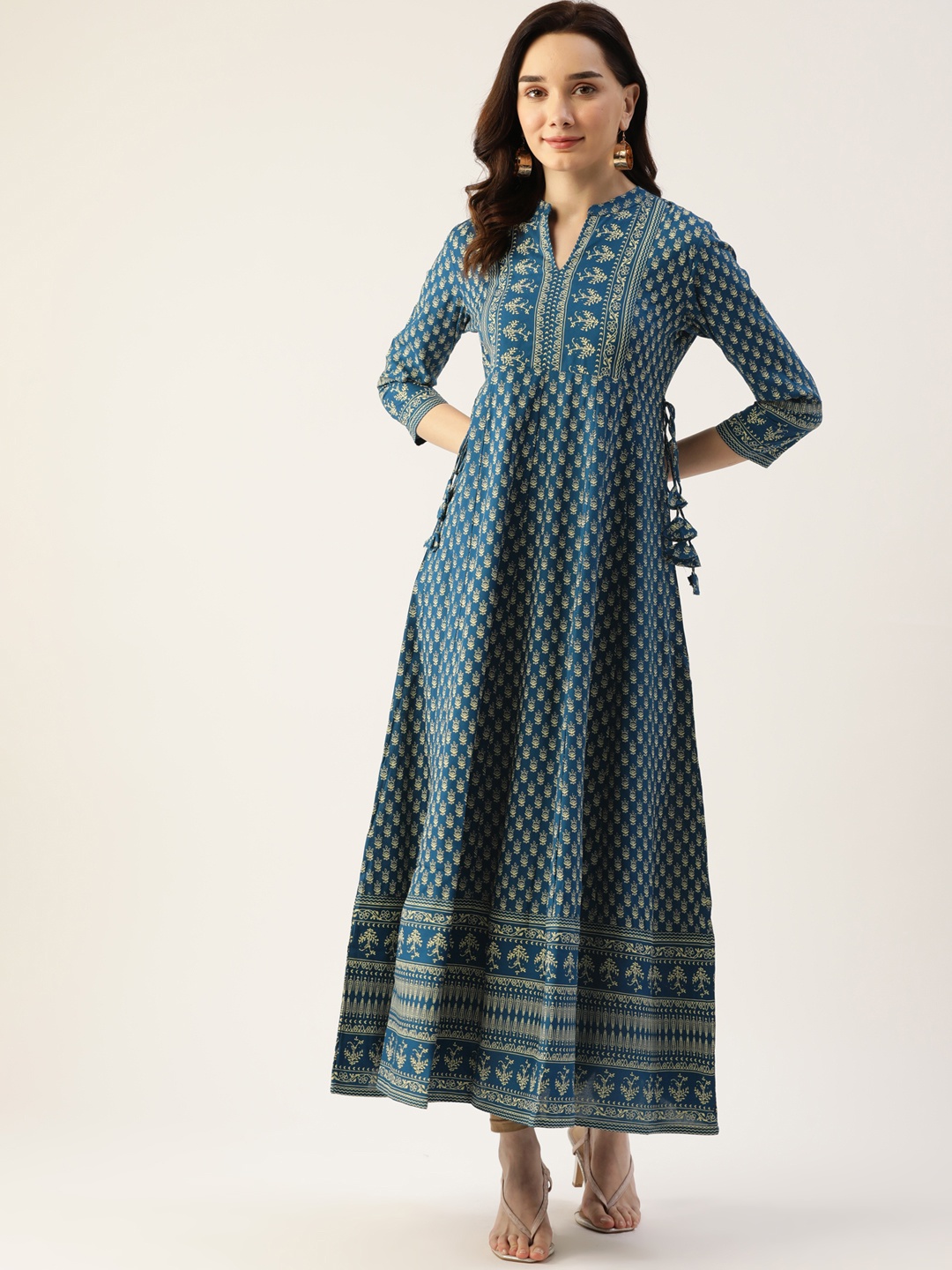 

KBZ Women Teal Blue Ethnic Motifs Printed Anarkali Kurta