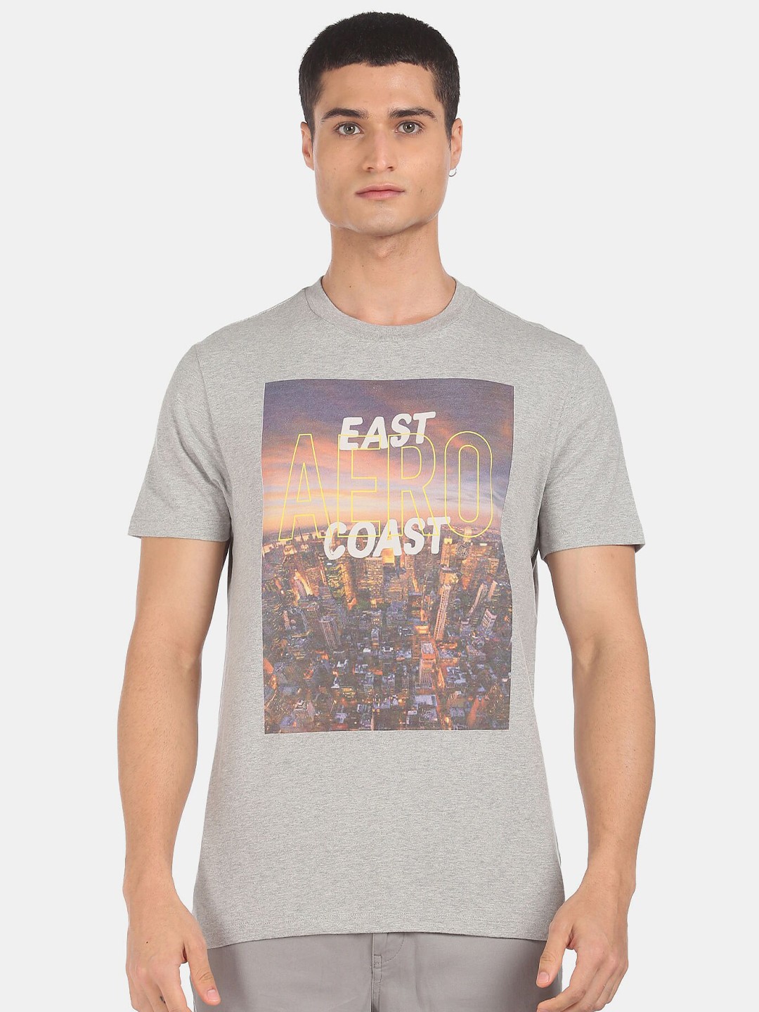 

Aeropostale Men Grey Printed Cotton T-shirt
