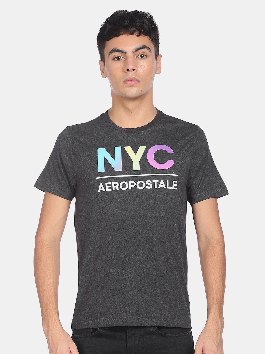 

Aeropostale Men Grey Typography Printed T-shirt
