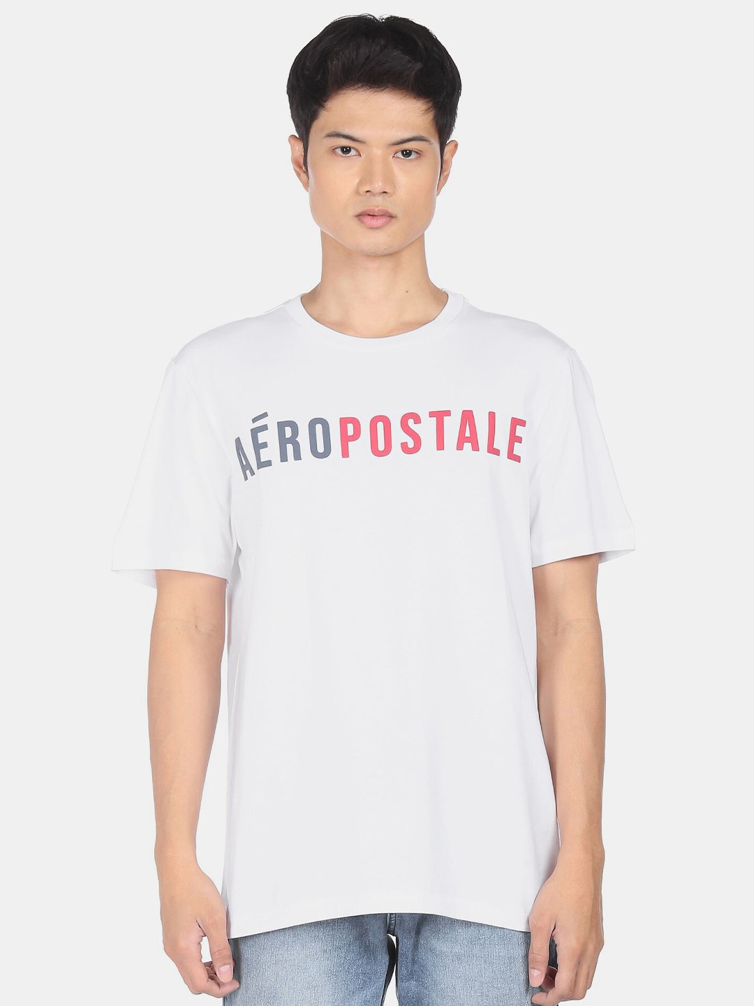 

Aeropostale Men White Typography Printed Pure Cotton T-shirt