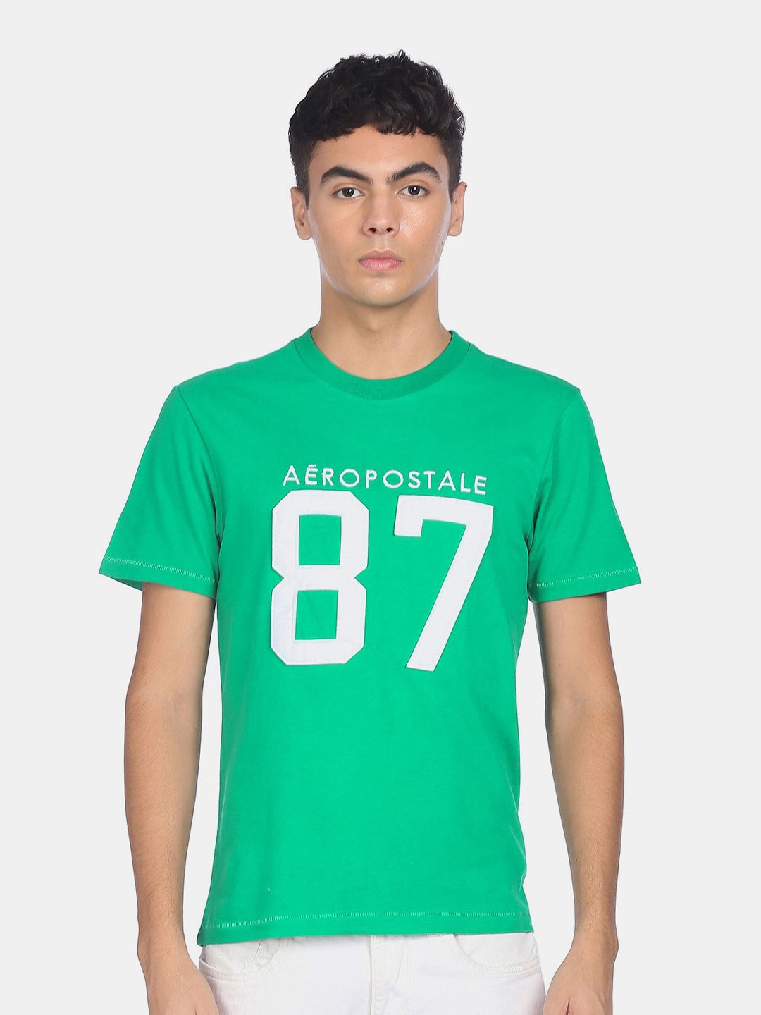 Aeropostale Men Green Typography Printed T-shirt