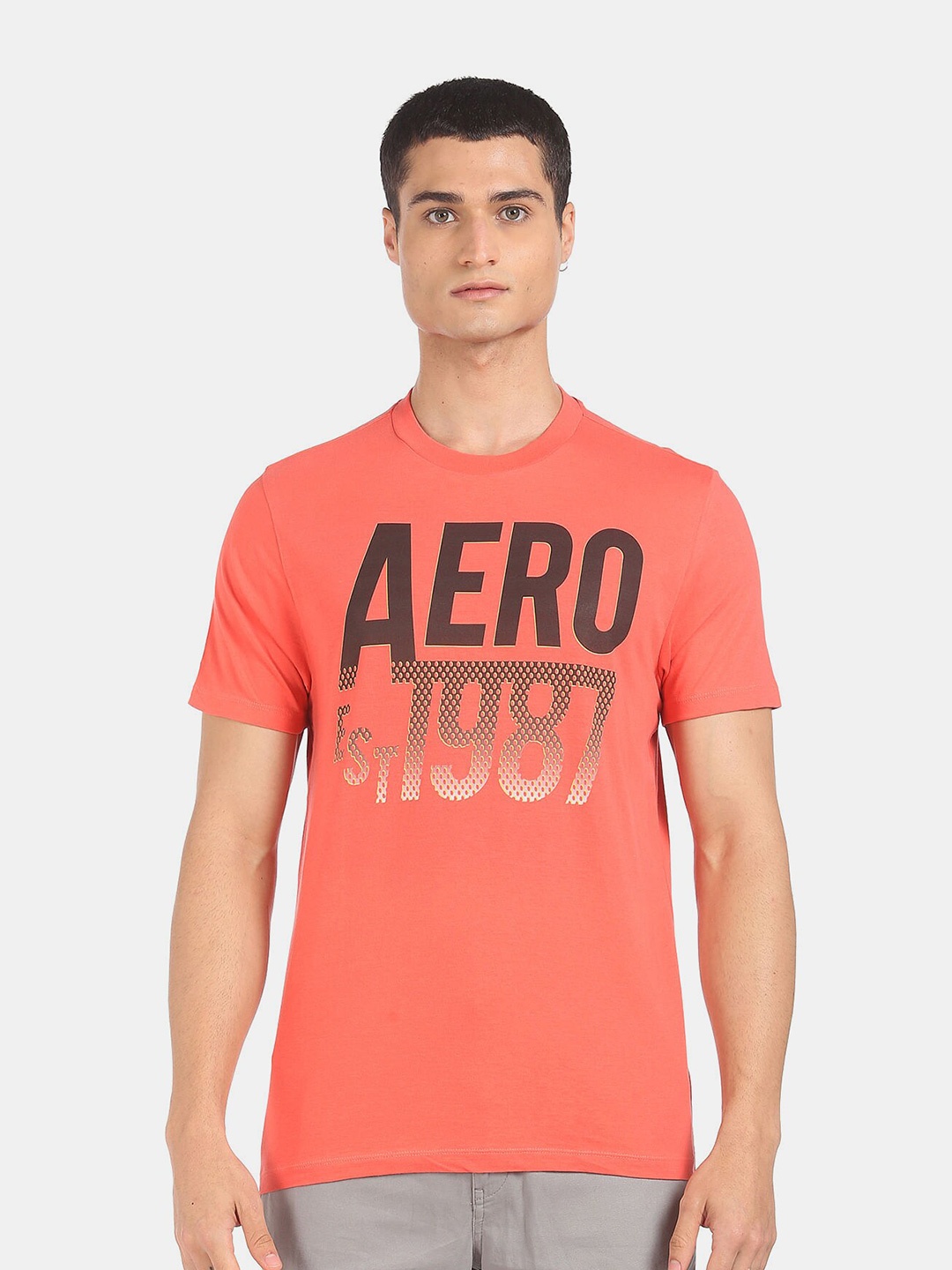 

Aeropostale Men Pink Typography Printed Cotton T-shirt