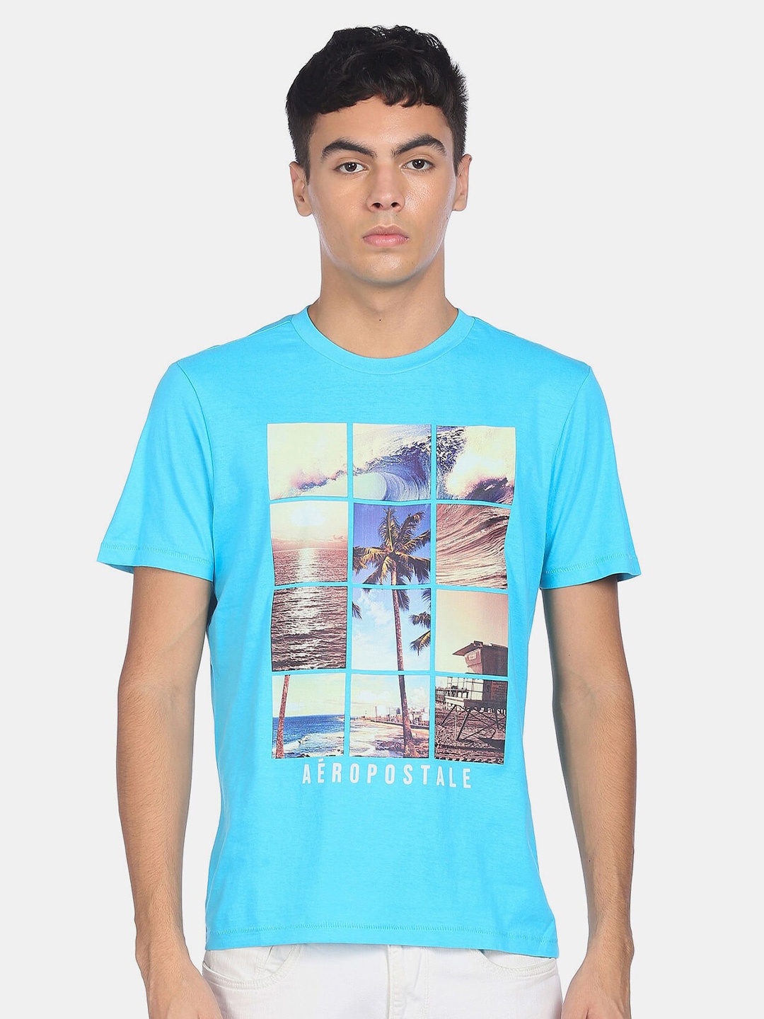 

Aeropostale Men Blue Printed T-shirt