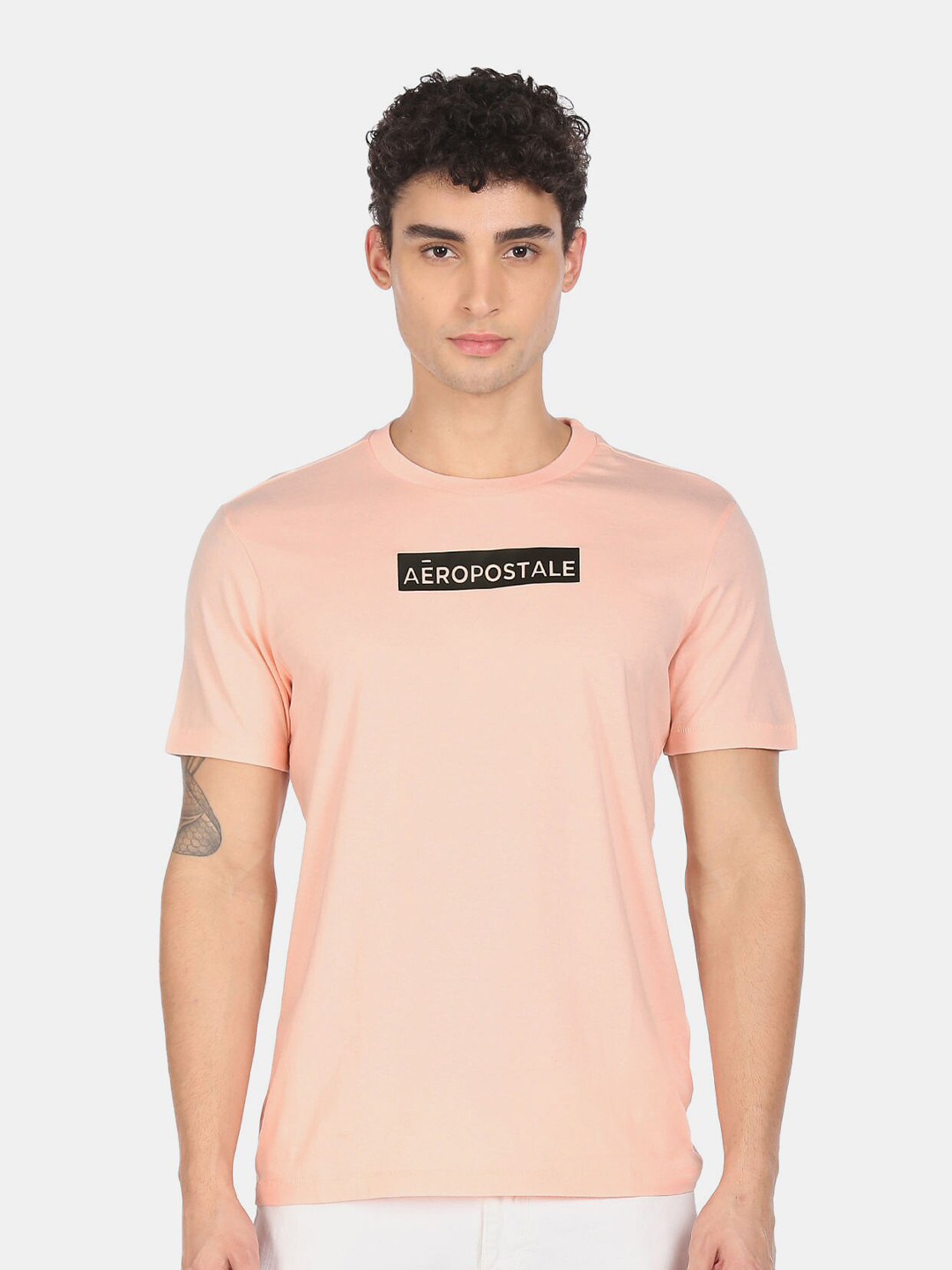 

Aeropostale Men Pink & Black Typography Printed Cotton T-shirt