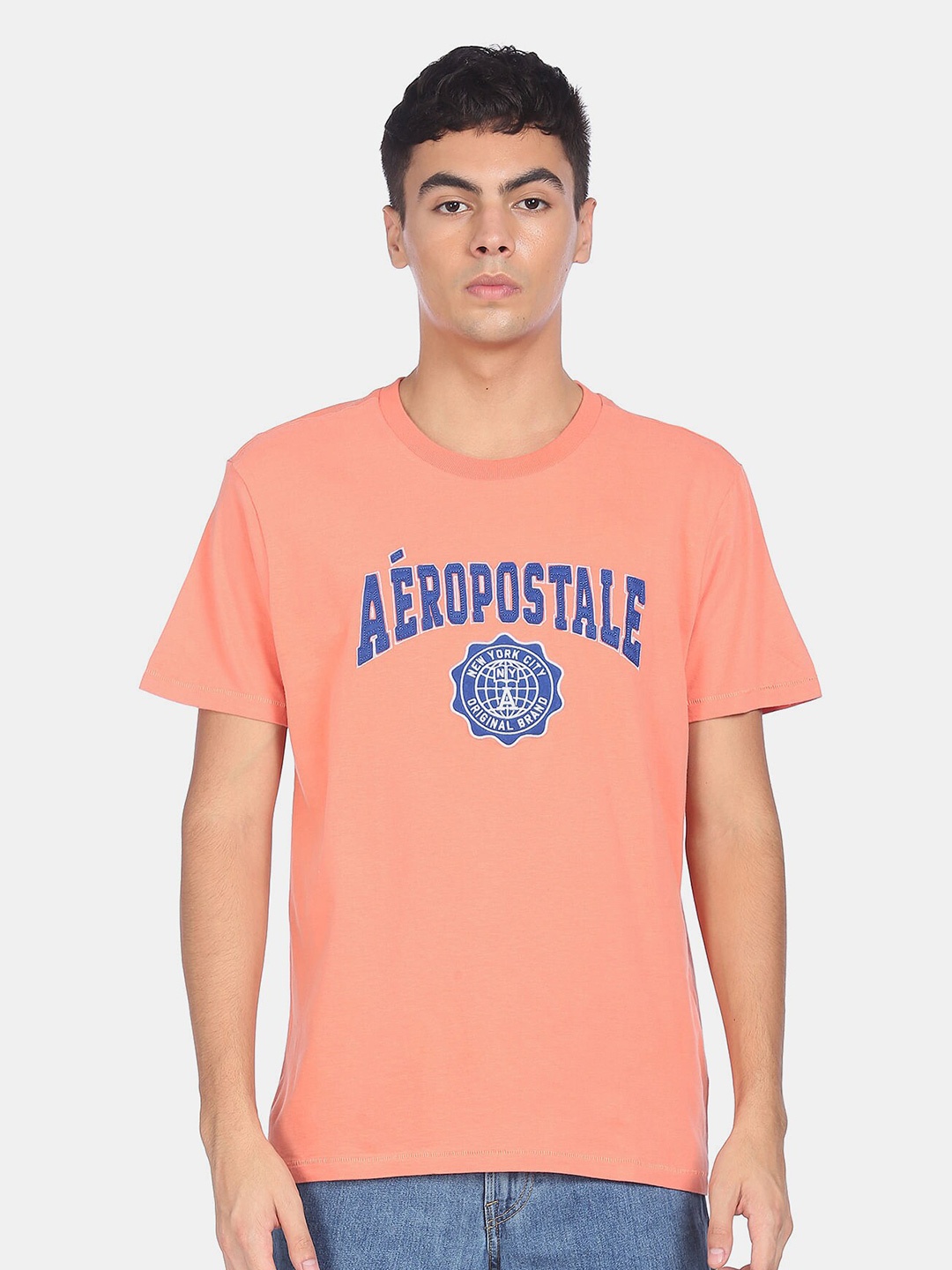 

Aeropostale Men Pink Typography Printed Cotton T-shirt