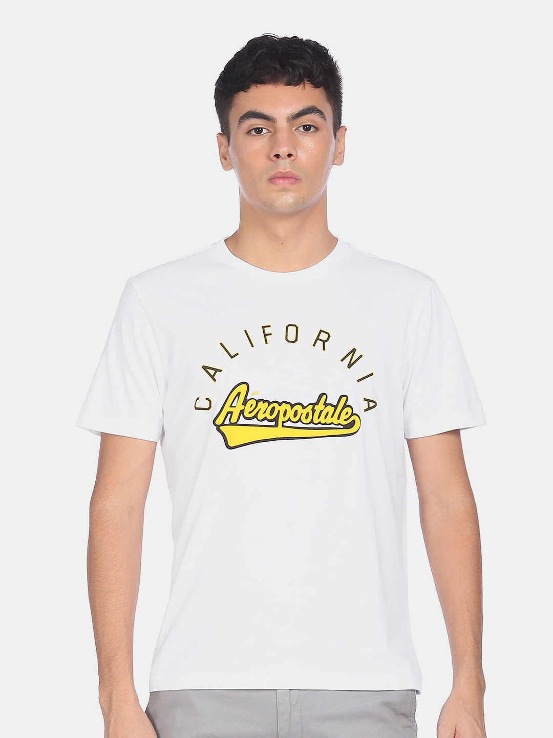 

Aeropostale Men White Typography Printed Cotton T-shirt