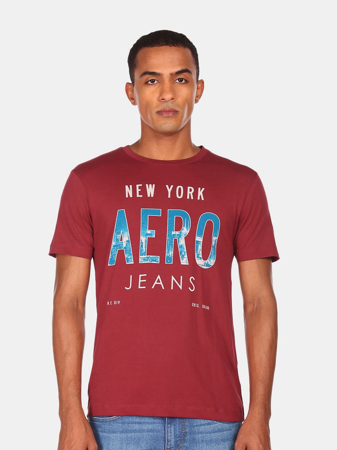 

Aeropostale Men Red Typography Printed Pure Cotton T-shirt