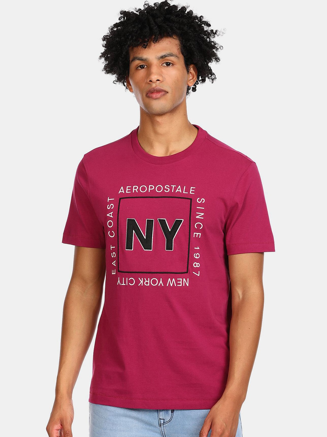 

Aeropostale Men Purple Typography Printed Cotton T-shirt