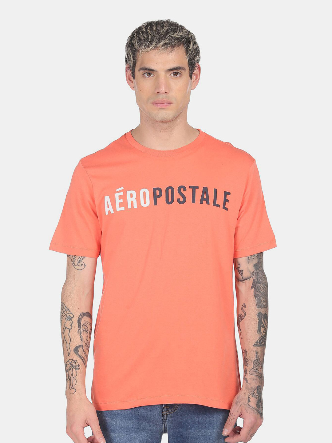 

Aeropostale Men Pink Typography Printed Cotton T-shirt